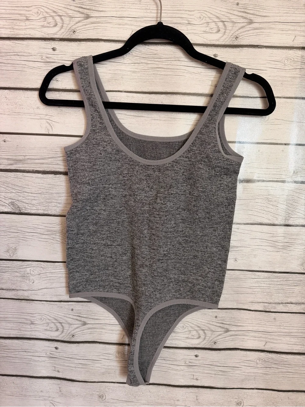 Colsie Gray Ribbed Tank Bodysuit - Picture 2 of 2